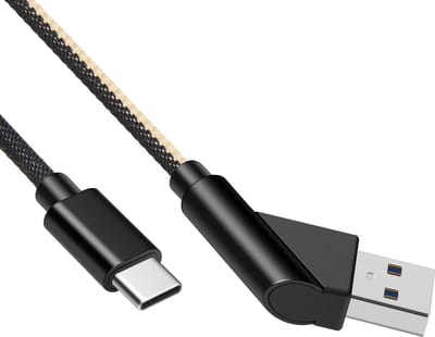USB C kabel | Laadsnelheid 5V / 2.4A / 12 watt | USB 3.2 gen 1 | 5 Gb/s | Type A naar C | Male to male | Haaks | Zwart Wit | 1.5 meter | Allteq