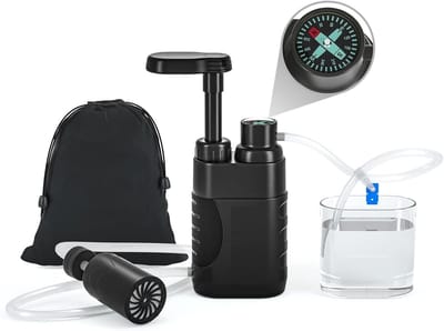 BOTC Handwaterzuiveringspomp - met vervangbare koolstof 0,01 micron Waterfilter - 4 filterfasen - Nood- en Overlevingsuitrusting