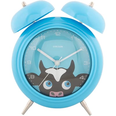 Karlsson Wekker Peekaboo Cow - Blauw - 15.2x6.5x18.2cm - Scandinavisch - Wekker voor slaapkamer - Wekkers