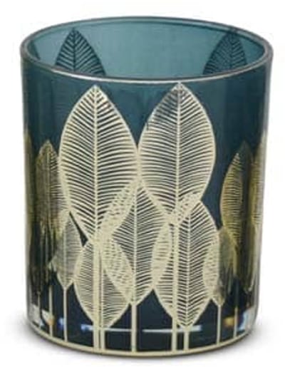 Safaary - Kaarslichthouder Blauw-Goud Glas-Ø 8.8 x 10cm
