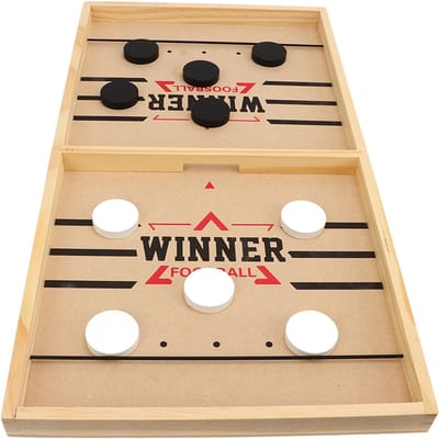 Houten IJshockeytafelspel Desktop Gevecht Familie Bordspellen Speelgoed 2 in 1 voor Ouder-Kind Interactief beige