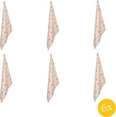 Clayre & Eef Theedoek set van 6 stuks 50x70 cm Beige Roze Katoen Rechthoek Ijsjes Keukenhanddoek