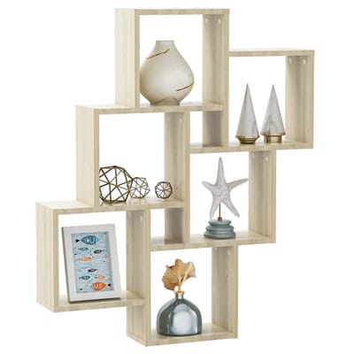 vidaXL - Wandschap - kubus - 78x15x93 - cm - bewerkt - hout - sonoma - eiken