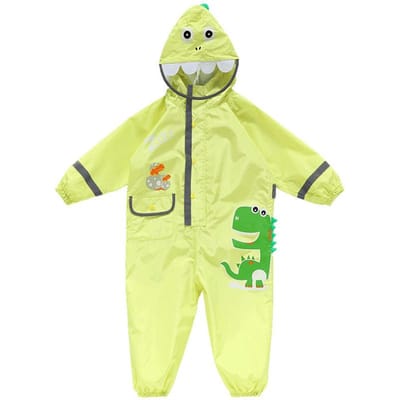 Schattige Dinosaurus Stijl Baby Jumpsuits Regenjas Waterbestendige Polyester Regenjas Kinder Regenkleding En Regenbroek Pak Voor Kinderen Height 101-115 cm beige