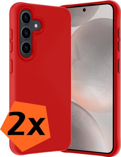 Hoes - 2 Stuks - Geschikt voor Samsung Galaxy S24 - Sterk & Shockproof - Case Siliconen - Back Cover - Telefoon Hoes - Rood
