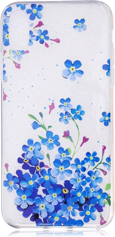 Peachy Doorzichtige Bloemenstruik geschikt voor iPhone X XS TPU hoesje - Blauw