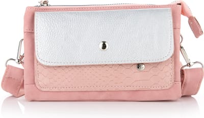 Michelle Bags - Schoudertasje met dierenprint - Roze met zilver