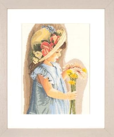 Borduurpakket Telwerk Lanarte Girl with the Flowered hat  Lanarte  35122A     O-VP