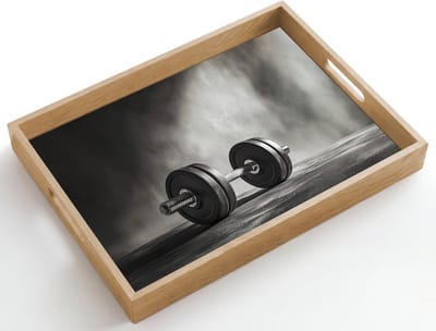 Dienblad hout 50x35 cm - Schootdienblad - Halter - Gewichten - Zwart - Borrelplank rechthoek - Plateau dienbladen