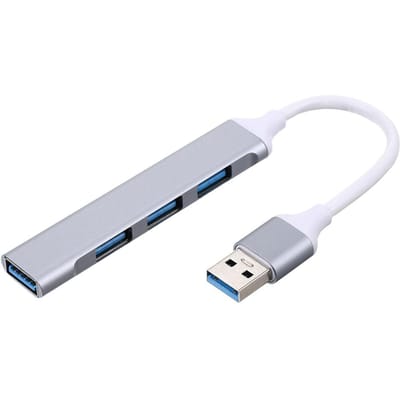 Adaptateur Type-C mâle vers USB femelle Hub en alliage d'aluminium 4 en 1 avec ports USB 2.0/USB 3.0 USB interface argenté