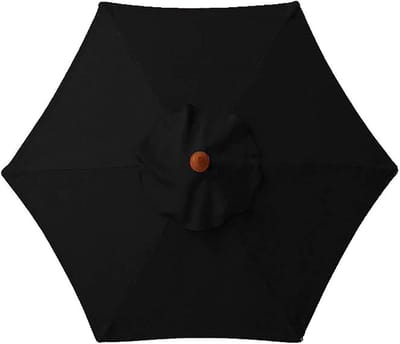 Allecto Plus - Vervangende Luifel voor 6.4ft Patio Parasol - Zwart - Waterbestendig - Outdoor Tuin Accessoire