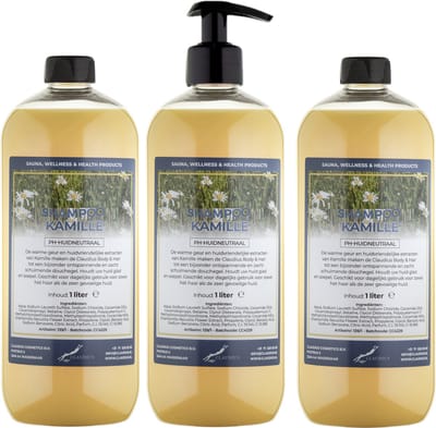 Shampoo Kamille - 1 liter (transparant) - 3 Stuks - met pomp - Voordeelverpakking - Haarverzorging