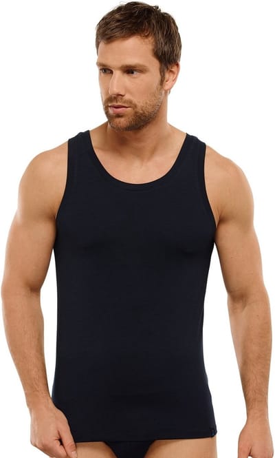 SCHIESSER Long Life Soft singlet (1-pack) - heren shirt mouwloos blauwzwart