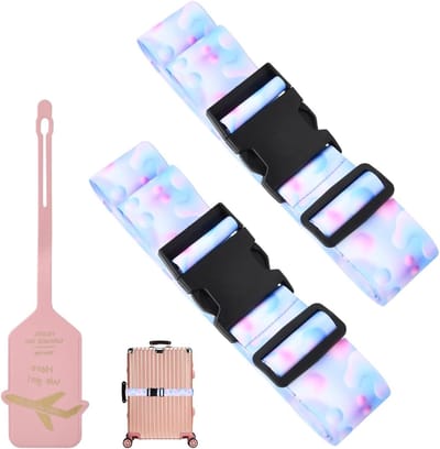 Verstelbare Kofferbanden, 2 Stuks Luggage Straps met Gesp, Reisaccessoires voor Veilig en Gemakkelijk Vervoer van Bagage (Multikleur)