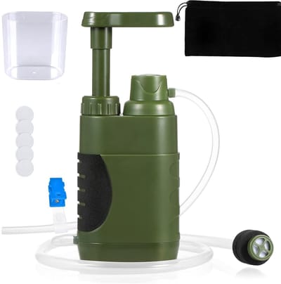 Waterfilter Kampeerwaterfilter, Outdoor Survival Waterfilter, BPA-Vrij, Buitenpomp met opbergtas Buitenwaterfilter, voor drinkwater voor noodgevallen, overleving, kamperen, reizen, vissen, verlevingsuitrusting, Water Filtersysteem - Cyslmuk®