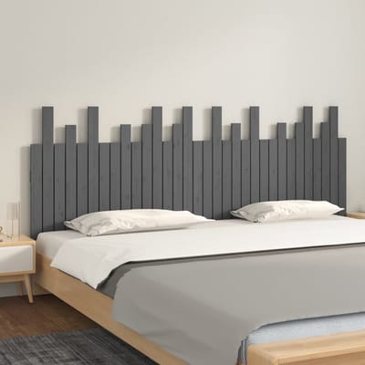 vidaXL - Hoofdbord - wandmontage - 204x3x80 - cm - massief - grenenhout - grijs