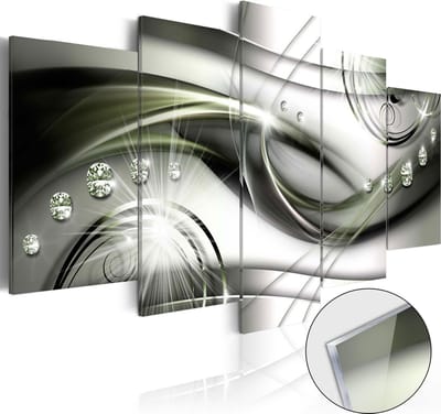 Schilderijen Op Canvas - Afbeelding op acrylglas - The Wave of Green Glow [Glass] 200x100 - Artgeist Schilderij