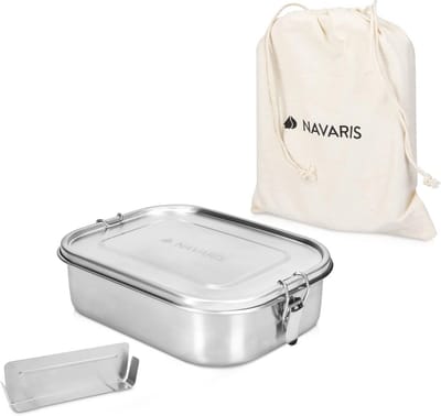 Roestvrijstalen lunchbox met scheidingswand - 1,4 liter - Lekvrije broodtrommel voor school en kantoor - 21,8 x 16,8 x 6 cm