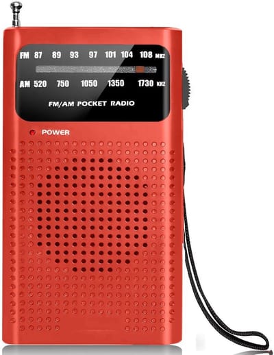 Draagbare radio - Kleine Draagbare Radio op Batterijen - AM/FM Radio - Noodradio - Noodpakket must have - Transistor Radio - Mini Noodradio - Radio op Batterijen - Zakradio - Radio op batterijen voor rampen - Rood