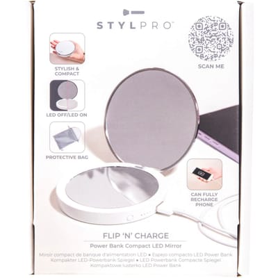 StylPro Flip 'N' Charge Power Bank Compact Mirror - 8 cm Ø