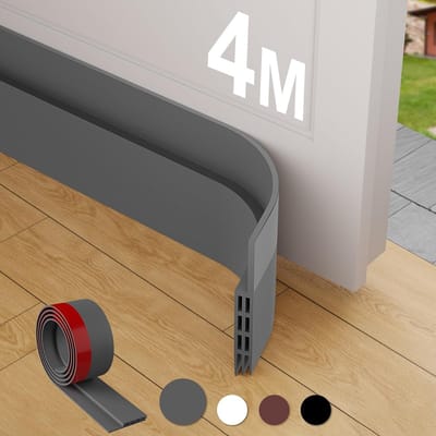 Tochtstopper deuren 4-pack zelfklevende deurbodem veeggeluidsdicht deurkit weerbestendig energiebesparend 5cm x 400cm Grijs