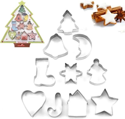 Gadgetpoint - Bakvormen - Koekjes Bakken - Kerst - Kerstman - Kerstboom - Kerst - Kerstmis - Christmas - Xmas - Set van 10 - Bakvorm