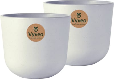 Vyveo - Bloempot Soren - Set van 2 - 13x12 - Lichtgrijs - Bloempot voor binnen en buiten - Lichtgewicht - Breukbestendig - Vorstbestendig - UV-bestendig