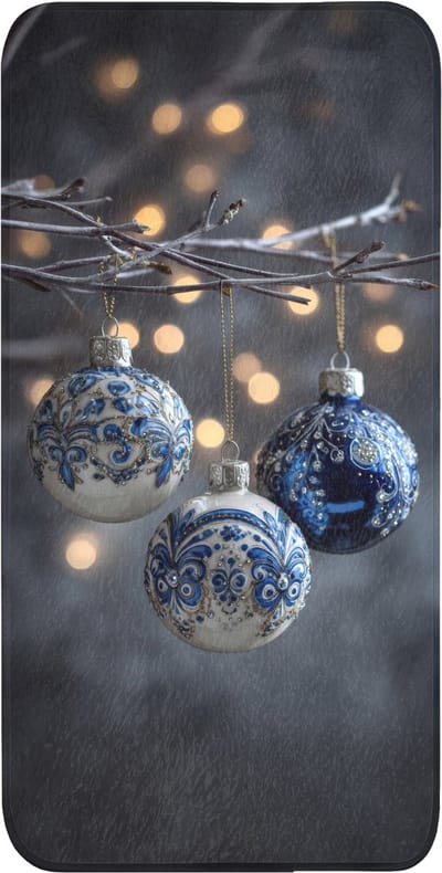 WC mat 60x120 cm - Antislip - Kerstbal - Versierd - Blauw - Toiletmat - Vloermat - Douchemat - Toilet tapijt - Toiletmatten