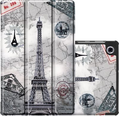 Hoes - Geschikt voor Lenovo Tab M10 FHD Plus (2e / 2nd Generatie) - Dun & Stevig - Trifold Bookcase - Hard Cover - Hardcover Book Case - Tablet Hoesje - Eiffeltoren