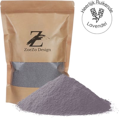 ZoeZo Kaarsenzand 400 g - Geur Lavendel - 50 Branduren - Herbruikbaar - Met 4 Lonten - DIY Kaarsen Maken - Candle Sand - Kaarsenwas - Kaarspoeder - Paars