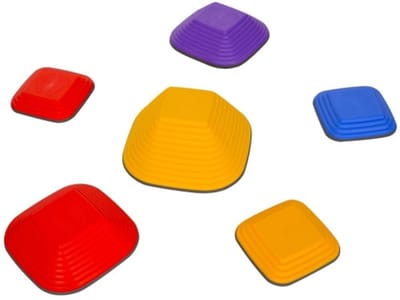 Rivierstenen Set van 6 34,3x34,3x5,5 cm Vierkante Balancierstenen Veelkleurig Plastic Stapelbaar Antislip Geschikt Voor Kinderen Van 3-8 Jaar