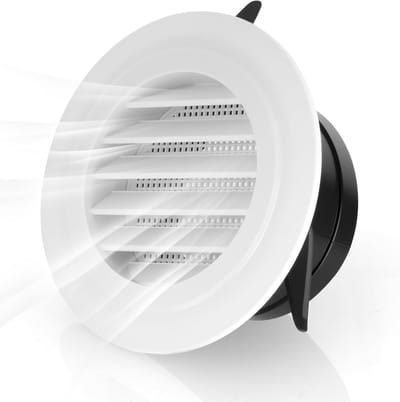 Ventilatierooster Ronde ABS - Afzuigkap rooster - Ventilatie Verbeteren - Insectenwerend Gaas - 100 mm - Wit
