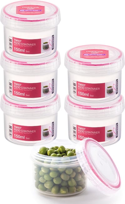 Lock&Lock Voorraadbussen - Voorraadpotten - Voorraaddozen - Vershoudbakjes - Sausbakjes met deksel - Dressing bakje - Kruidenpotjes - Babyvoeding bewaarbakjes - Rond - Luchtdicht - BPA vrij - PFAS vrij - 150 ml - Set van 6 stuks - LocknLock