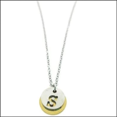 Aramat Jewels | Halskettingen | Stalen Initiaal Ketting met Ronde Letter Hanger – Gepersonaliseerde Ketting | S | |1,5mm | Staal | Volwassenen | Verkleurd niet