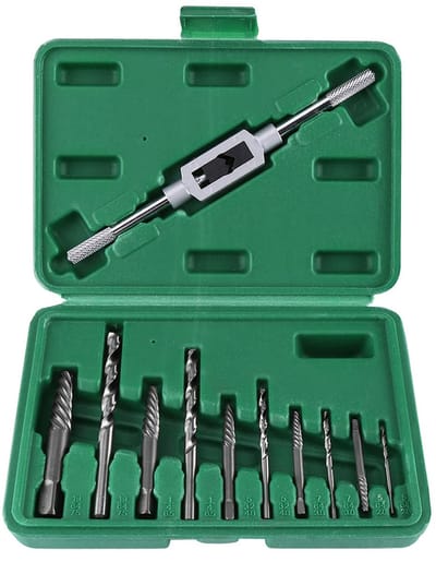 Dailygoods- Boorset 11-delig - Schroefextractieset - Gebroken Schroefboren - Extractorset - HHS/Gereedschapsstaal - Inclusief groene doos - Schroefextractor