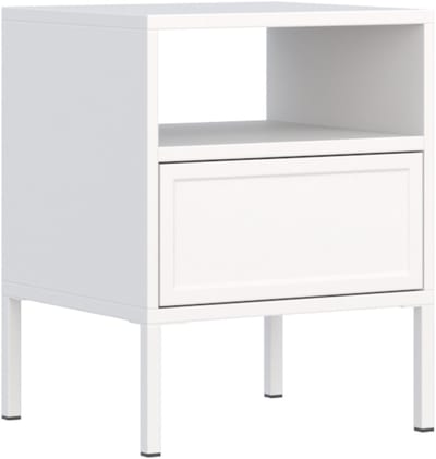 Selsey Velveto – nachtkastje met lade en open vak, wit, 45 cm