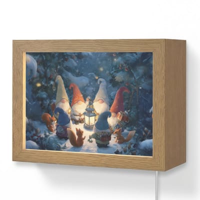 Wandlamp 20x15 cm - Oplaadbaar - Winter - Gnooms - Eekhoorns - Meerkleurig - Wandlampen binnen woonkamer - Slaapkamer lamp met kabel - Decoratieve nachtlamp - Vloerlamp snoer