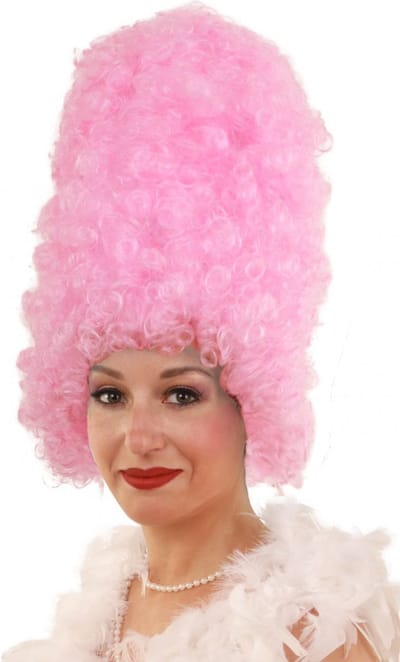 KIMU® Luxe Hoge Pruik Rococo Roze - met Gratis 2x Haarnetje - Hofdame Markiezin Barok Suikerspin Marie Anoinette Festival