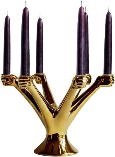 Kaarshouder Keramiek - Decoratieve Kandelaar - Woondecoratie - Elegante Uitstraling - 23 cm Hoog - Wit
