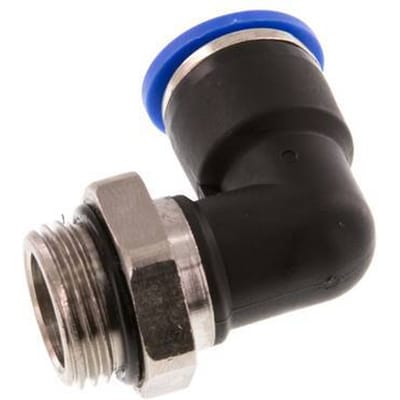 10mm x G3/8'' 90 graden L-verbinding Messing/PA 66 Insteekfitting Buitendraad Draaibaar NBR [2 Stuks]