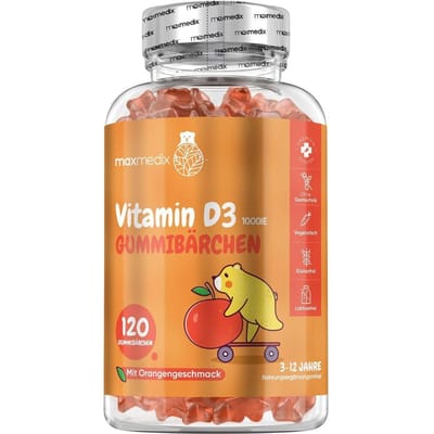 maxmedix Vitamine D3 Gummies voor Kinderen - Vanaf 3 jaar - 1000 IE (25 mcg) - 120 gummies voor 8 maanden voorraad - Sinaasappelsmaak