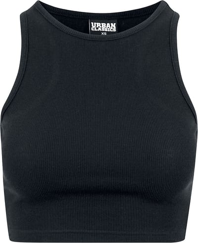 Urban Classics Top - Ladies Cropped Rib Top - XS tot 5XL - voor Vrouwen - zwart