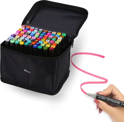 Premium Twinmarkers Stiften – 80-delige Alcohol Markerset met Drie Tips in Eén Marker, Inclusief Opbergtas