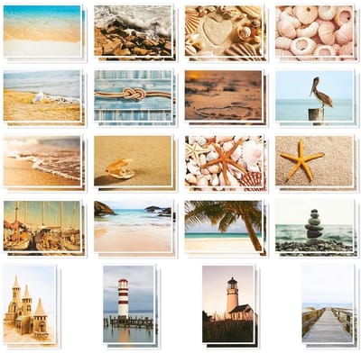 Dailygoods- Ansichtkaarten Set 40 Stuks - Strand/Oceaan Thema - Blanco - Groet Kaarten - Hoogwaardig Karton - 4 x 6 Inch - Wenskaarten