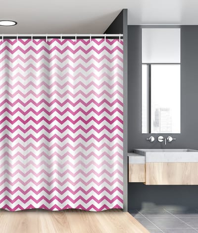New Bed, Lichtroze Gedraaide Parallelle Lijnen, Douchegordijn Badkamer Decor Set met Haakjes, 120 cm B 180 cm L