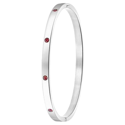 Lucardi Dames Armband bangle geboortestenen - Staal - Armband - Cadeau - Stijlvol - Zilverkleurig