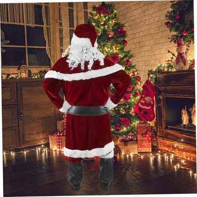 Kerstman Kostuum voor Heren 8-Delige Set Fluwelen Kerstoutfit voor Feest en Cosplay