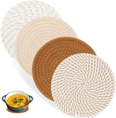 Dailygoods - 4 stuks pannenlappen van katoen, pannenlappen van katoen, 18 cm, pannenlappen van katoen, voor koken in de keuken, 4 stuks