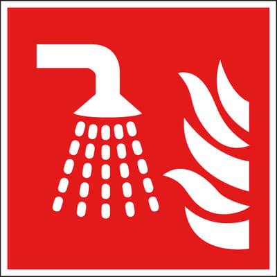 Sprinkler sticker - ISO 7010 - F011 50 x 50 mm - 10 stuks per kaart