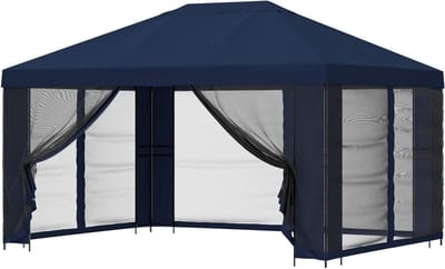 Tuinpaviljoen met zijwanden - Terraspaviljoen Partytent - Buitenfeesten Organiseren - Waterafstotend polyester dak - 400 x 300 cm - Blauw